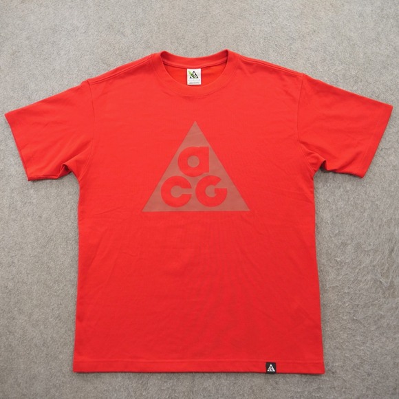 Nike ACG Shirt Mens Small Red Crew T-shirt All Conditions Gear Graphic Print - Picture 1 of 14